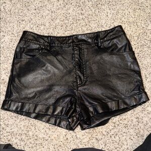Forever 21 Black High Waist Faux Leather Shorts